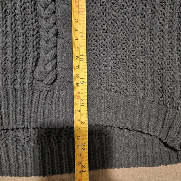 Dark Teal Green Chunky Cable Knit Sweater - Picture 6 of 7